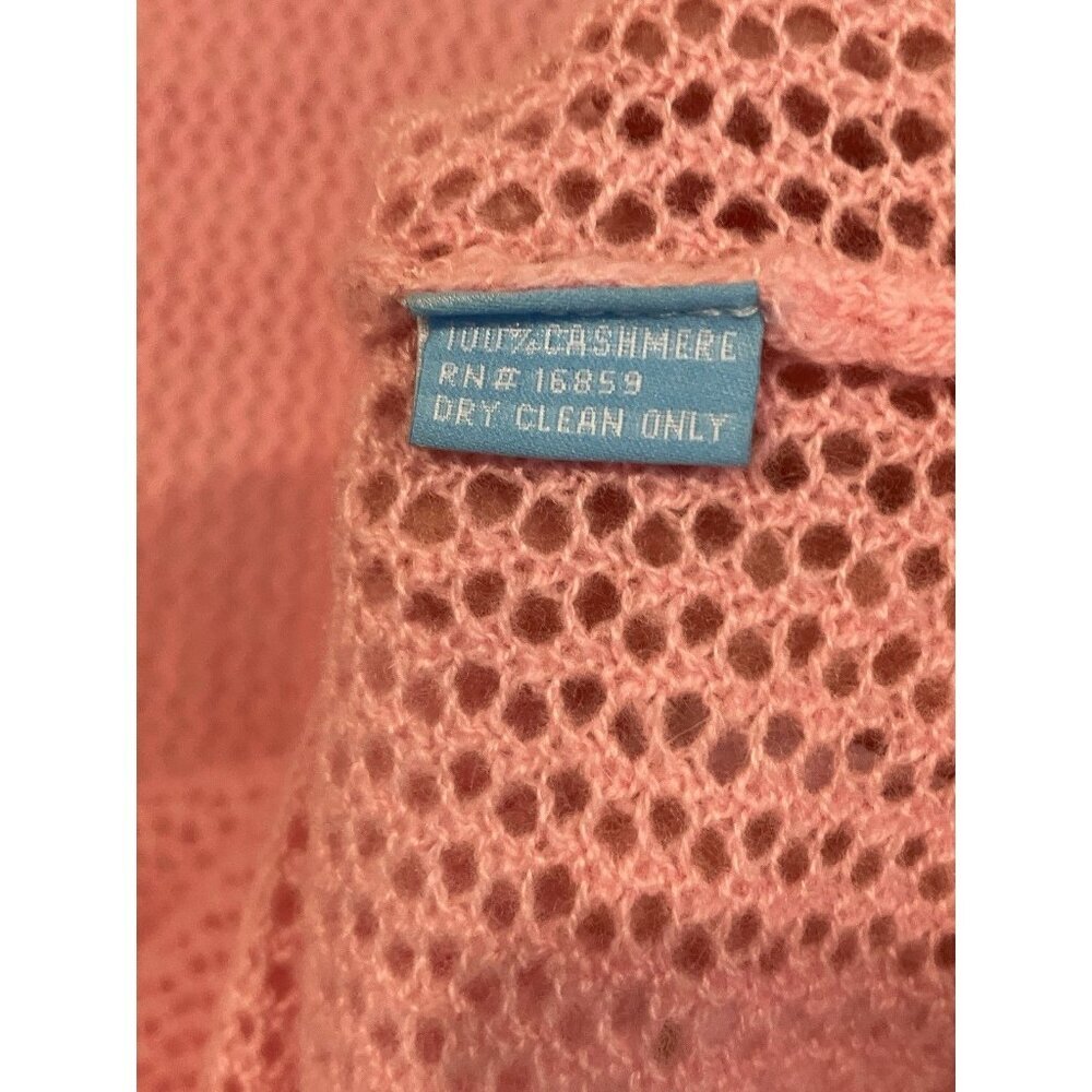 J Mclaughlin Pink Cashmere L/S Sweater XS Open Weave, Beach Preppy - Picture 4 of 8